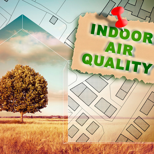 indoor air quality sign and house graphic